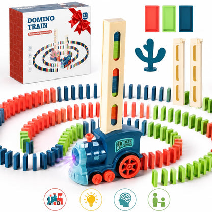 Automatic Domino Train Toy Set | Lights & Sound | 40 Domino Pieces
