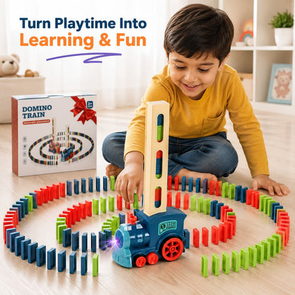 Automatic Domino Train Toy Set | Lights & Sound | 40 Domino Pieces