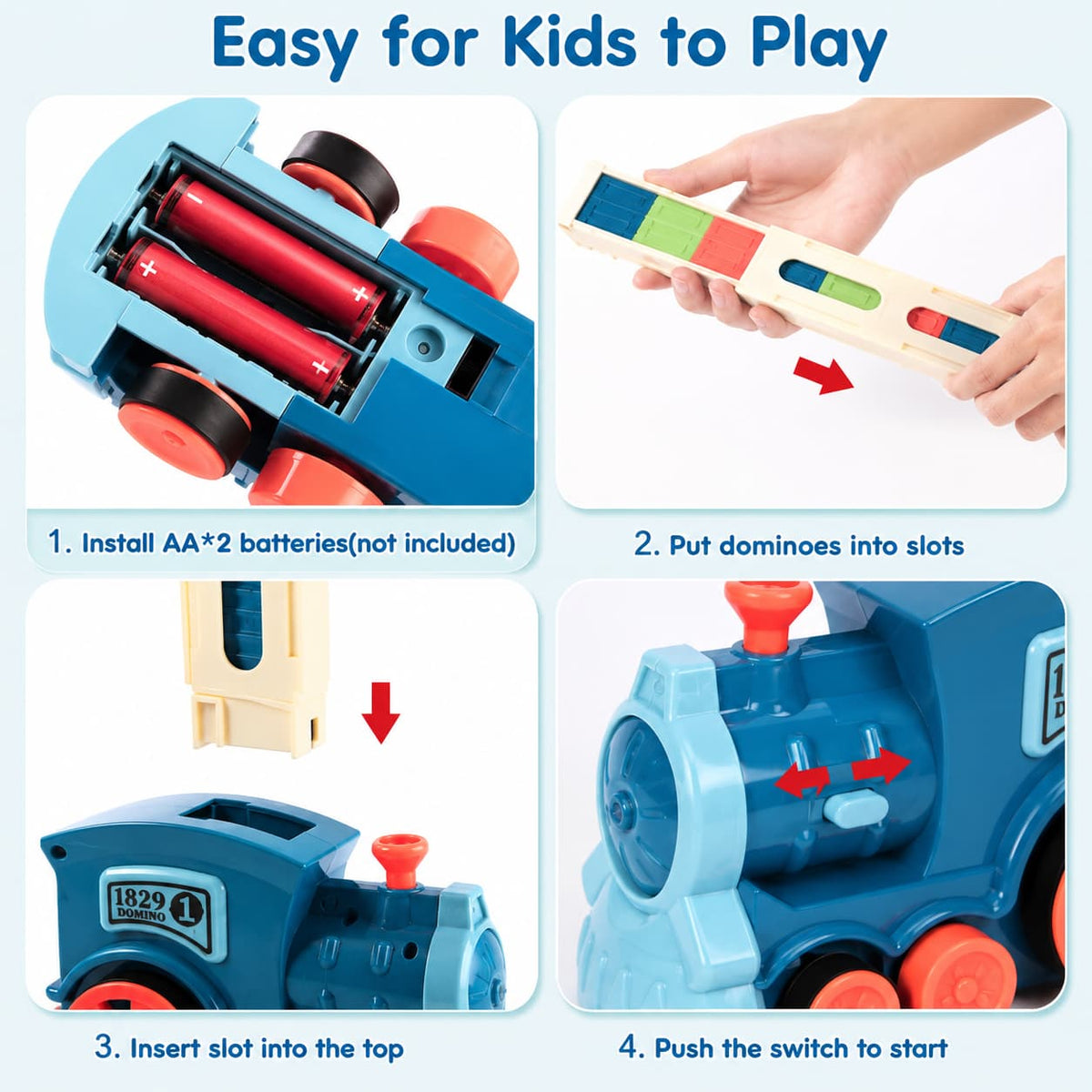 Automatic Domino Train Toy Set | Lights & Sound | 40 Domino Pieces