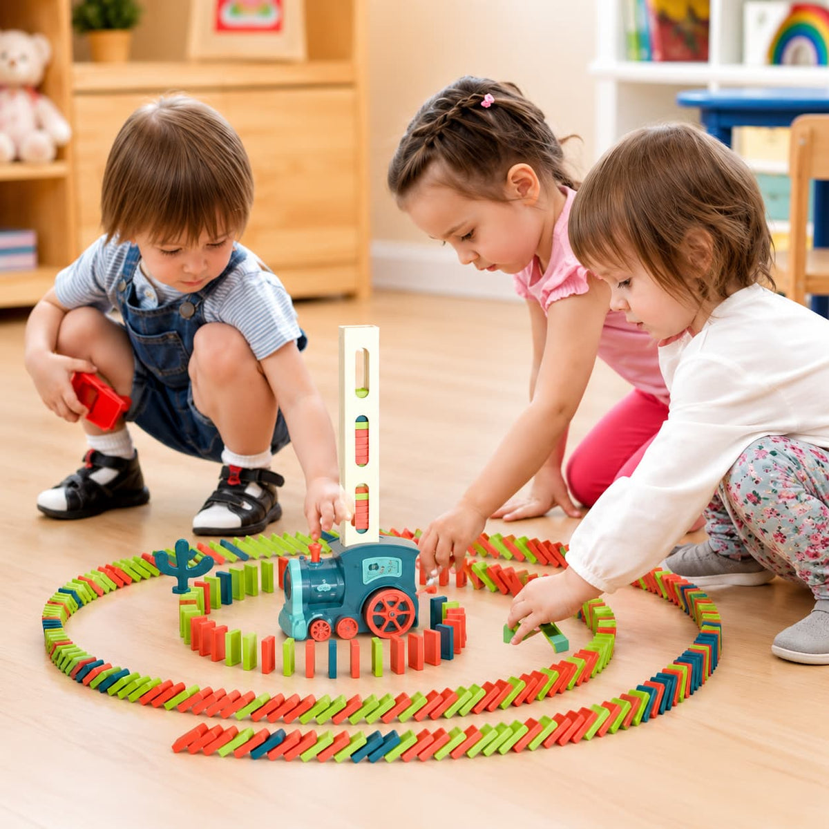 Automatic Domino Train Toy Set | Lights & Sound | 40 Domino Pieces