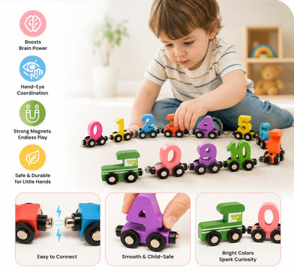 IntellioKids™ Wooden Magnetic Number Train For Kids