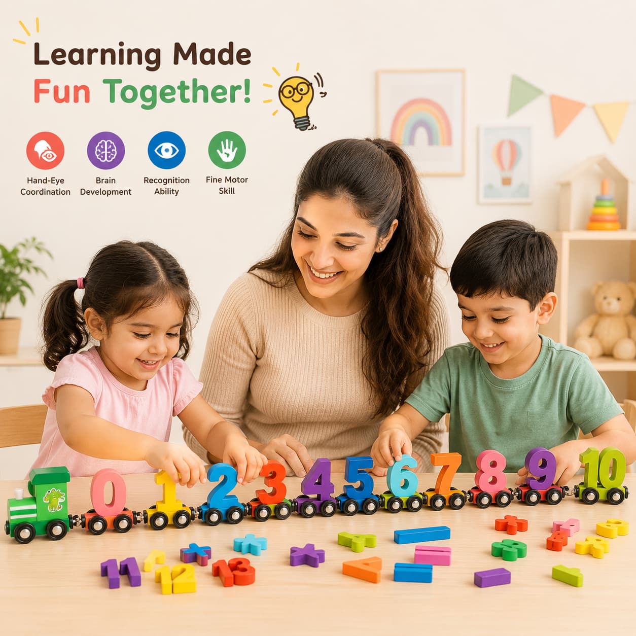 IntellioKids™ Wooden Magnetic Number Train For Kids