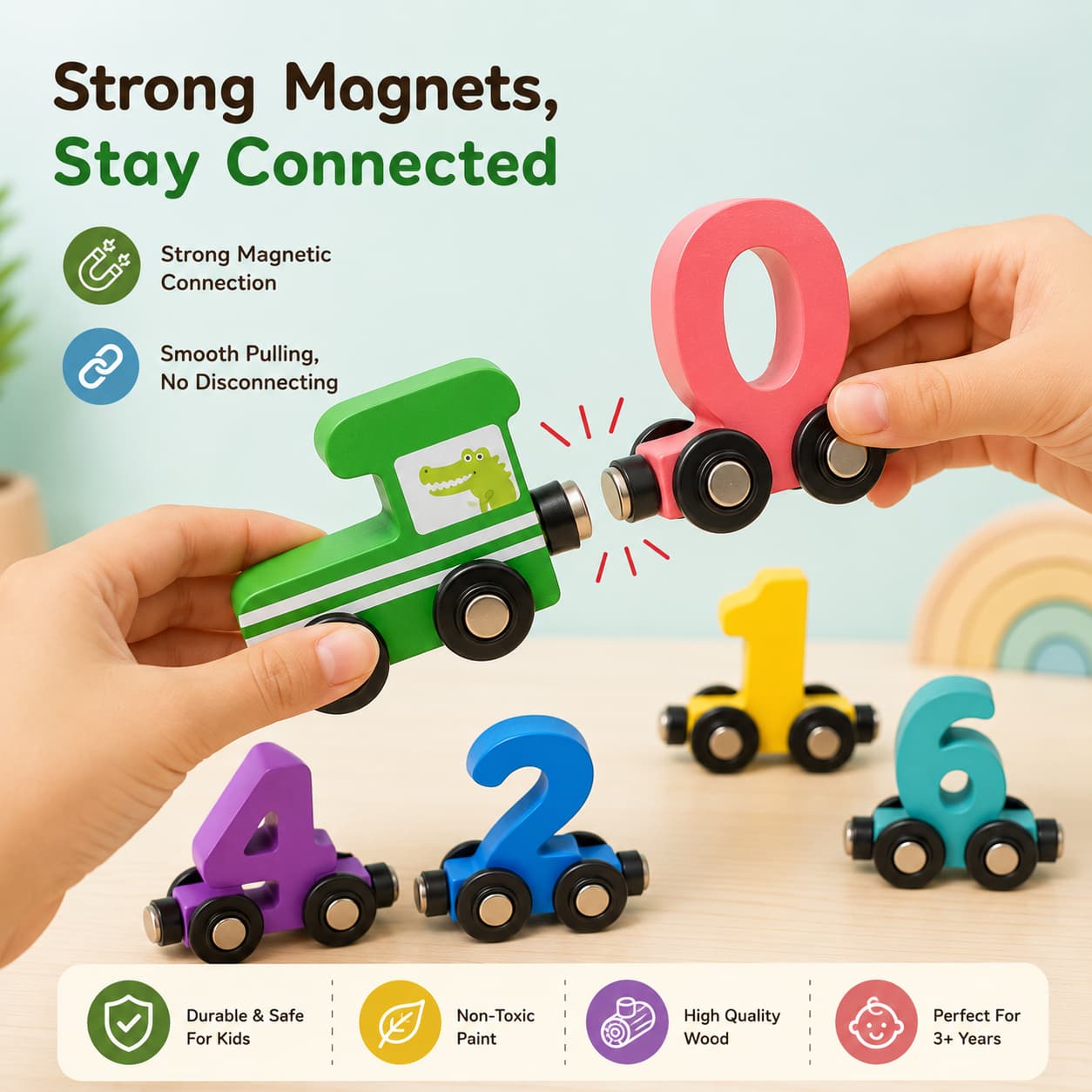 IntellioKids™ Wooden Magnetic Number Train For Kids