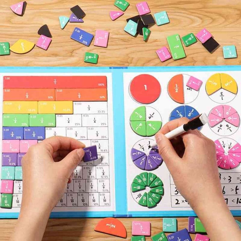 Intelliokids™ Magnetic Fraction Learning Toy – Make Fractions Easy Through Hands-On Play